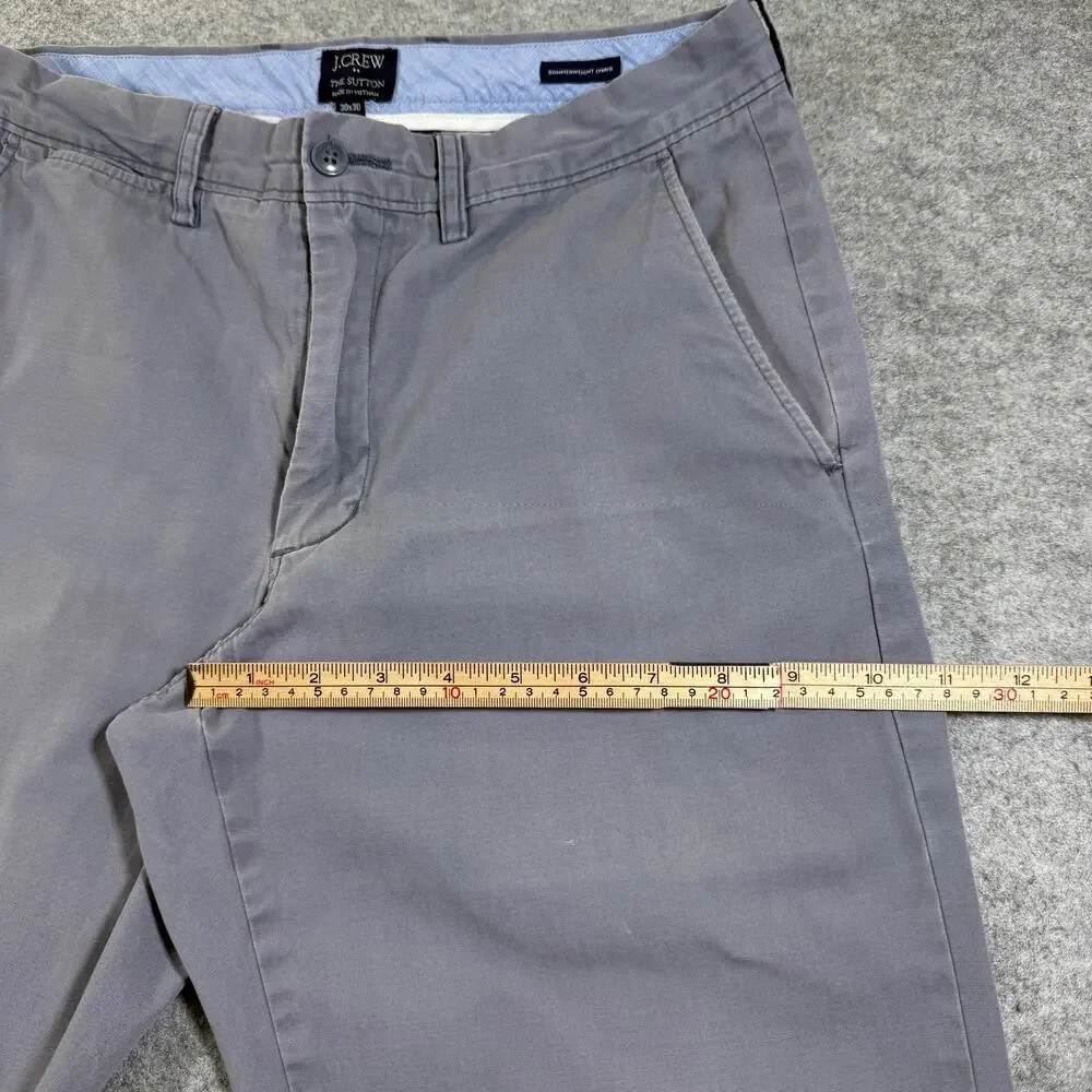 J.Crew Sutton Chino Pants Mens 30x30 Gray Slim Fit Cotton Flat Front Preppy